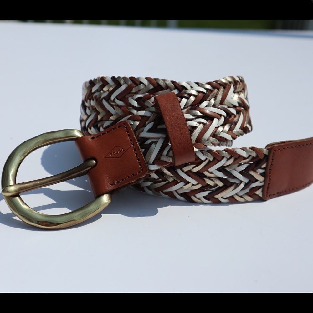 Fossil multi colored braided leather belt